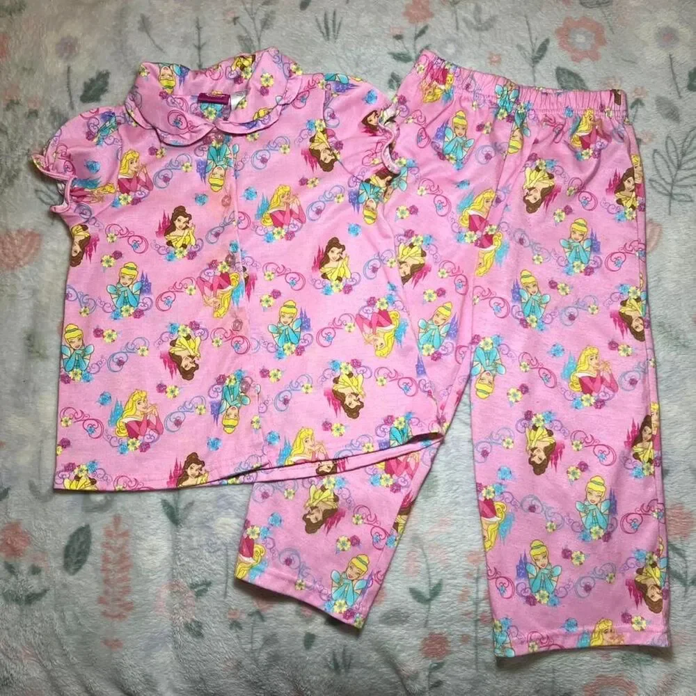 Disney Princess Pajama Set 4T Retro Y2K 2000s Coquette Kidcore Cottage Pink 90s